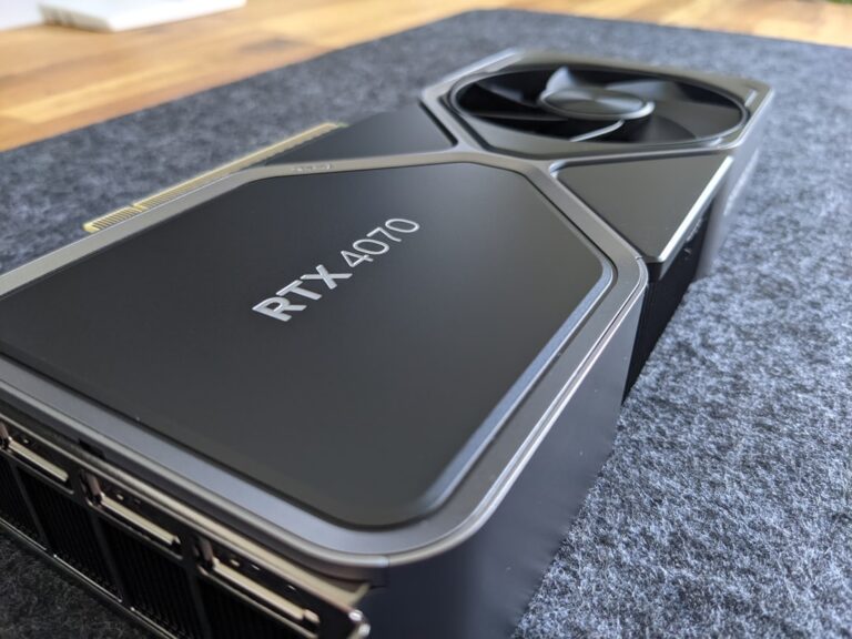 Close-up image of NVIDIA's RTX 4070 graphics processing unit