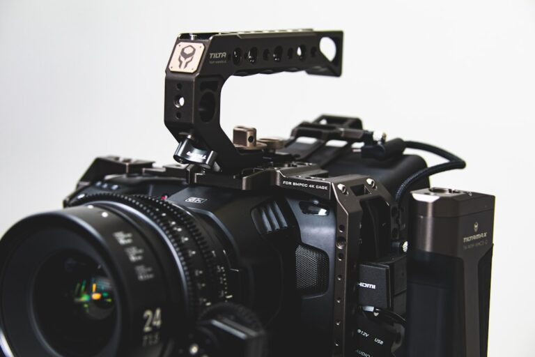 Close-up view of modern camera equipment highlighting its advanced features and components.