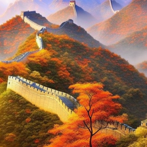 A view of the Great Wall of China winding through misty mountains, showcasing its historic architecture and scenic landscape.