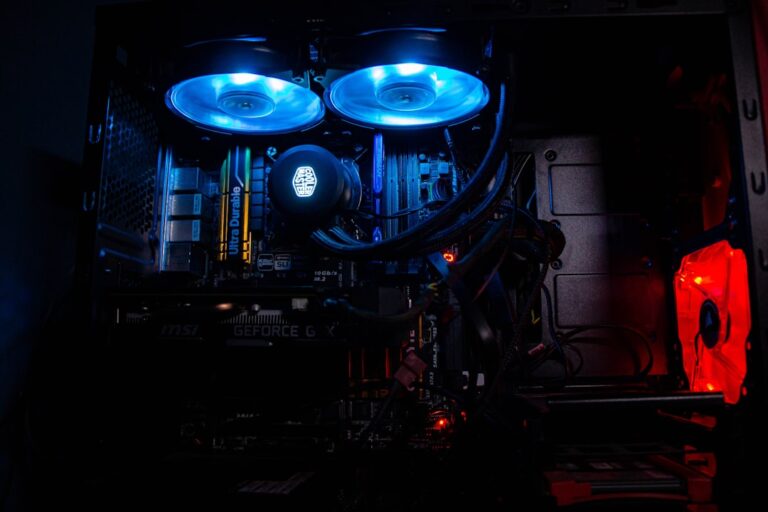 Close-up of an illuminated NVIDIA graphics card inside a computer system