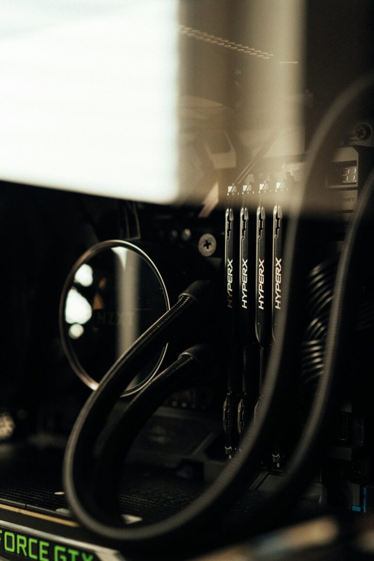 Nvidia GTX graphics card inside a high-performance computer system with HyperX memory modules