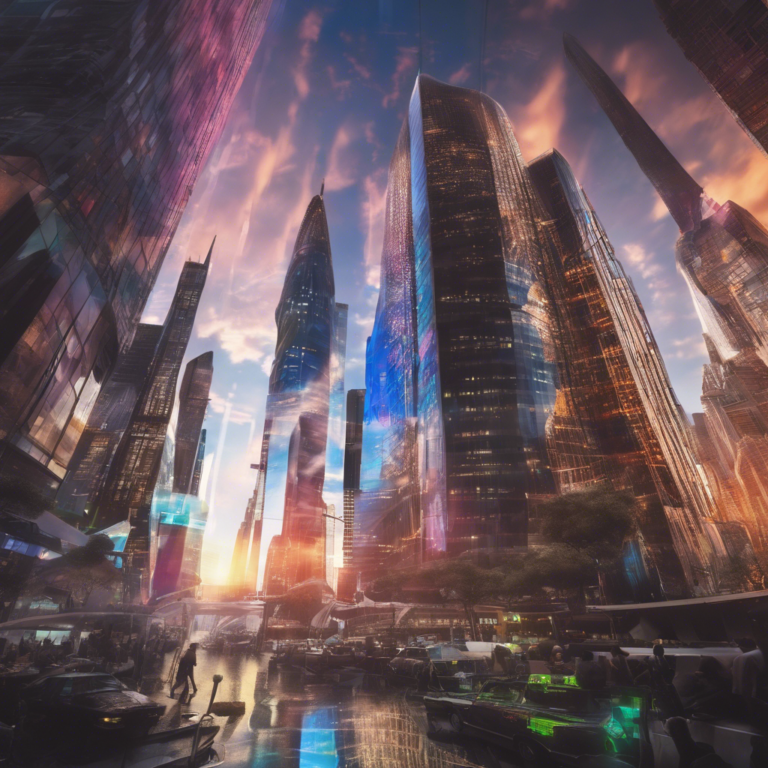 Futuristic skyline representing the biotech revolution and Wall Street investments.