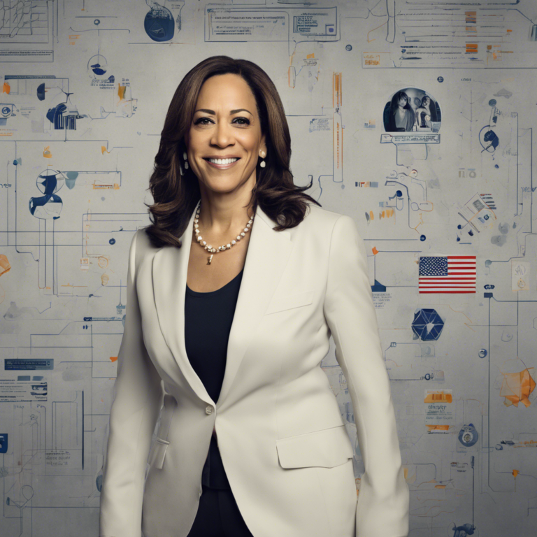 Kamala Harris Posing in Front of a Strategy Board