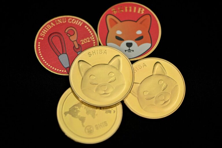 Close-up of Shiba Inu coins representing rising cryptocurrency trends