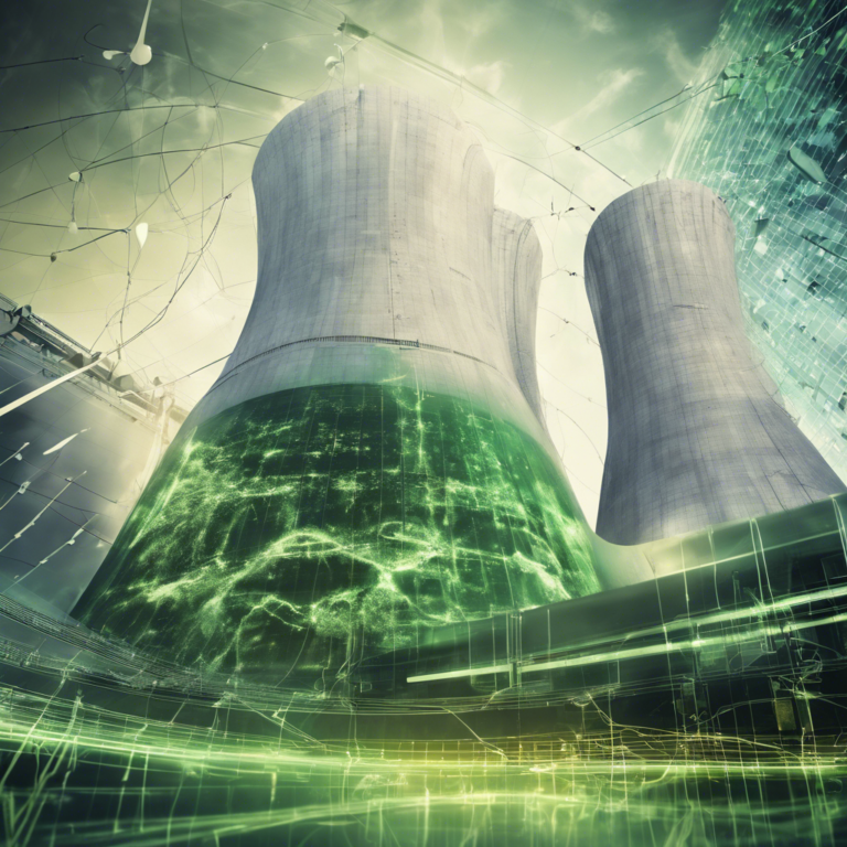 Futuristic nuclear power plant representing the resurgence of nuclear energy.